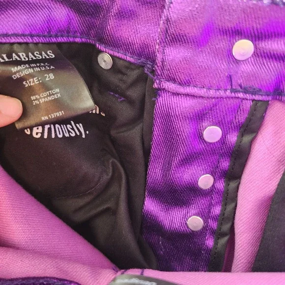 Valabasas Davinchi Purple Waxed Denim Purple Pants Size 28